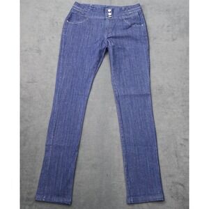 Rubi Jeans Womens Sz 11 Dark Wash High Waist Rhinestone Button Slim Denim Pants